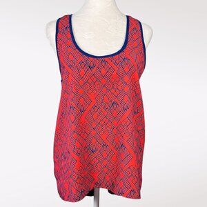 Atina Cristina Racerback Split Back Tank Top Orange Blue XS